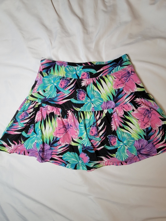 The Children's Place Other - The Children's Place Black Floral Skirt with Pink & Teal Blooms - Size M (7/8)